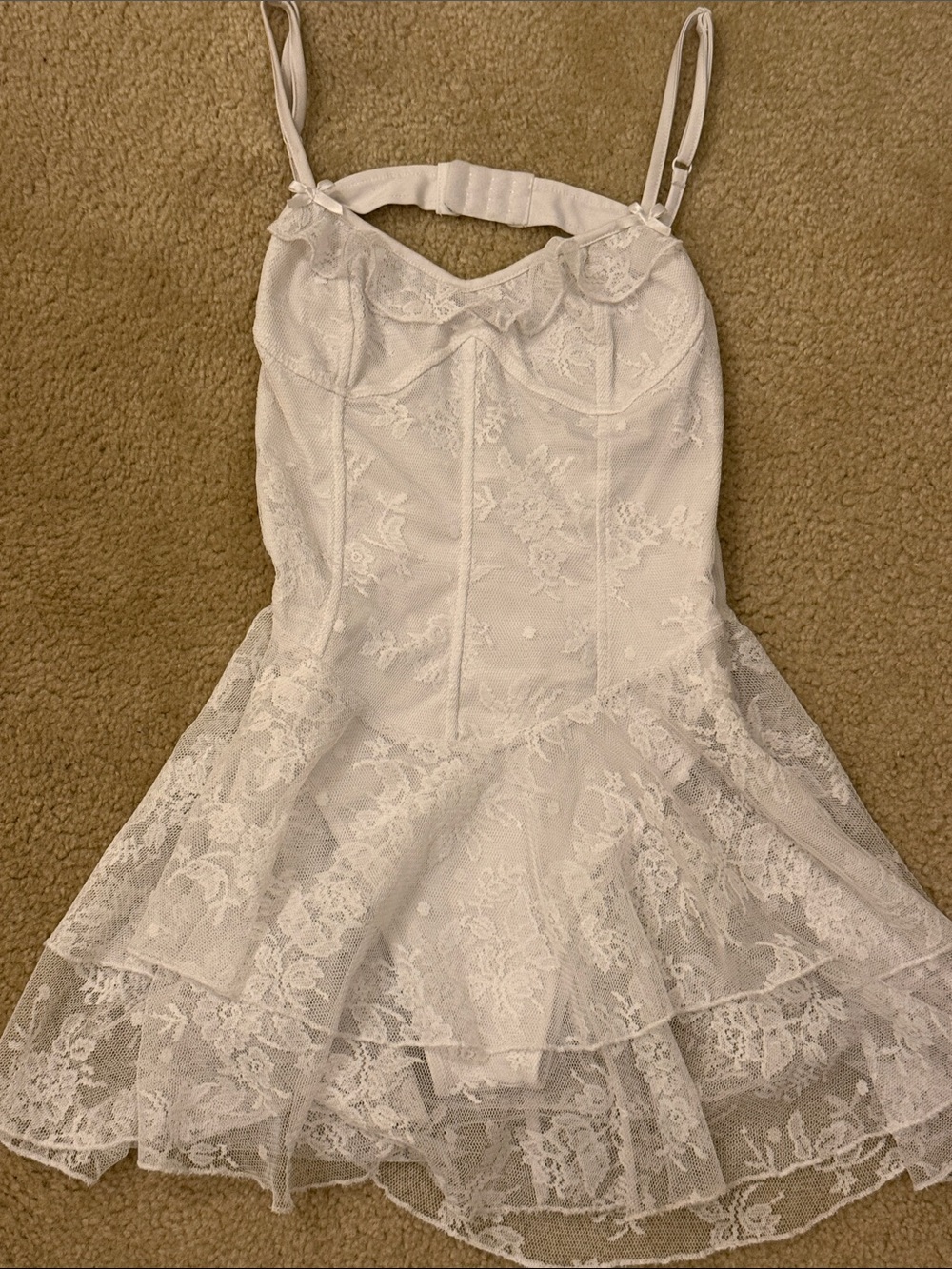White Lace Tiered Chemise with Adjustable Straps